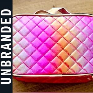 NWT. Cosmetics Bag. Iridescent Pink & Gold  8x5x3.5